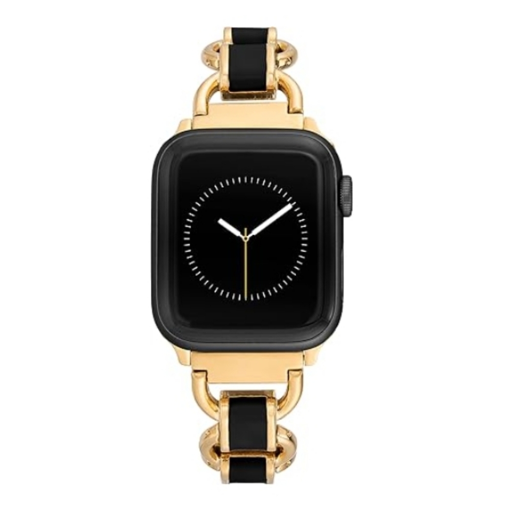Replacement Chain Bracelet for Apple Watch Secure Adjustable Band Black Gold